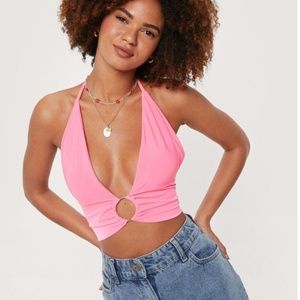 Hot Pink Ring Halter Neck Bra Top Size 2